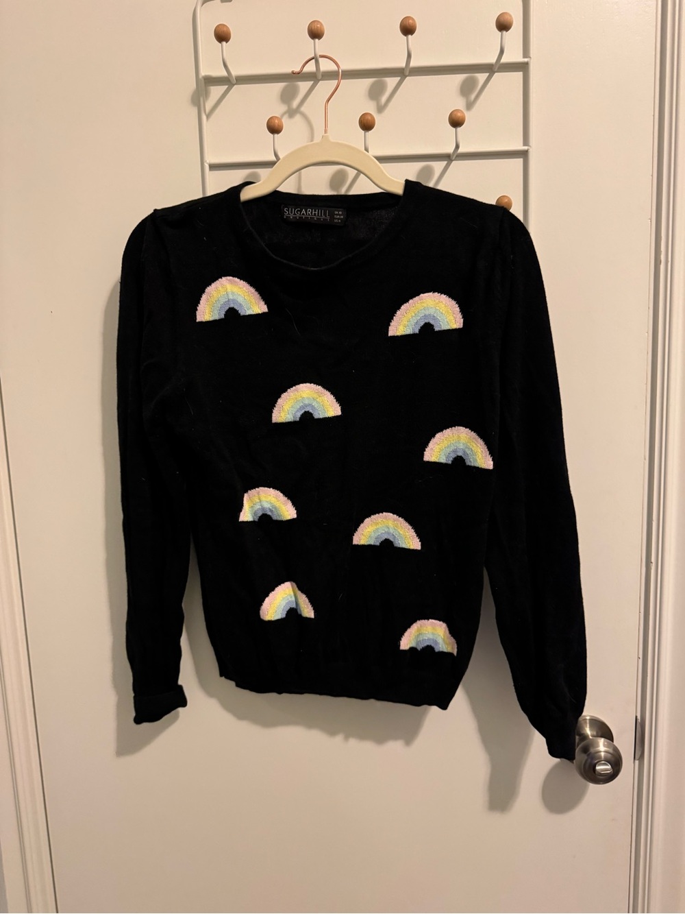 Sugarhill Black Rainbow Crewneck Sweater